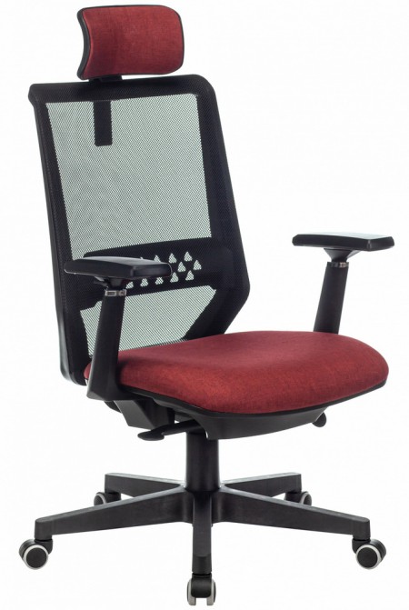 Кресло руководителя Бюрократ EXPERT сетка черная, ткань красная
