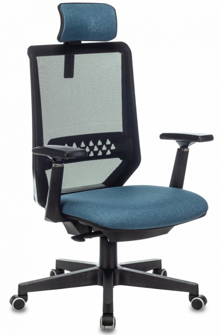 Кресло руководителя Бюрократ EXPERT сетка черная, ткань синяя