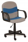 Кресло офисное BAGGI Багги серая ткань, вставка синяя, пиастра