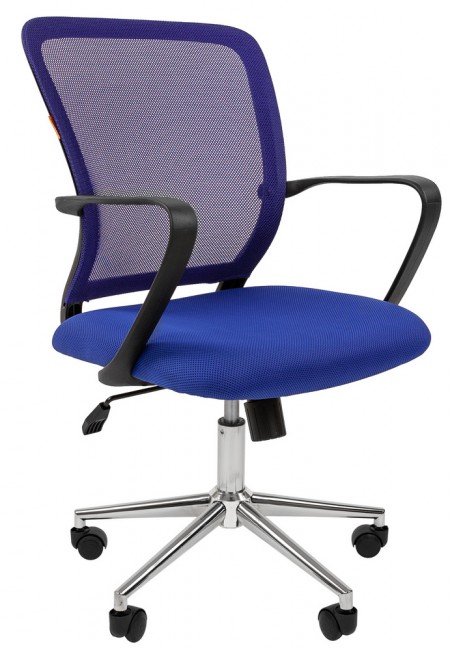 Кресло CHAIRMAN 698 CHROME синяя сетка и ткань, хром