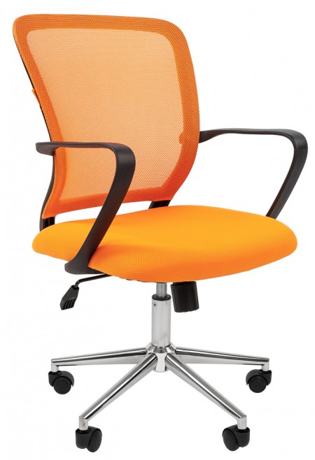 Кресло CHAIRMAN 698 CHROME оранжевая сетка и ткань, хром