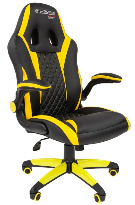 Кресло CHAIRMAN GAME 15 желтая и черная экокожа