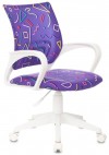 Кресло Бюрократ KD-W4 ткань Sticks фиолетовая пластик белый