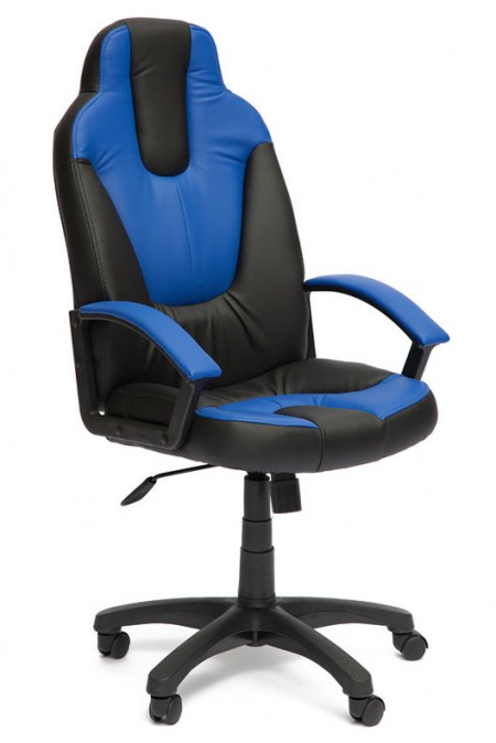Кресло руководителя NEO2 Нео2 черная экокожа вставки синие