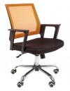Кресло офисное РК-15 спинка оранжевая сетка сиденье ткань черная, хром 