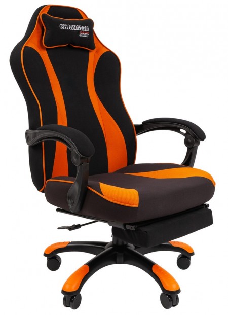 Кресло CHAIRMAN GAME 35 оранжевая и черная ткань