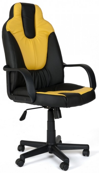 Кресло руководителя NEO1 Нео1 черная экокожа вставки желтые