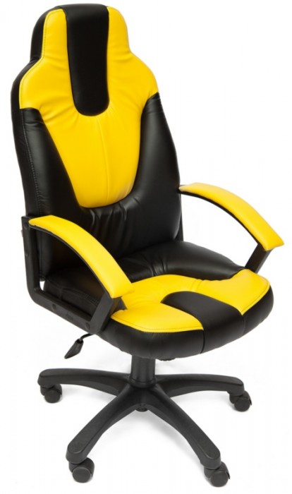 Кресло руководителя NEO2 Нео2 черная экокожа вставки желтые 