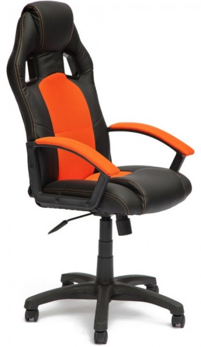 Кресло Driver Драйвер экокожа черная, ткань оранжевая