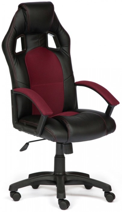 Кресло Driver Драйвер, экокожа черная, ткань бордо