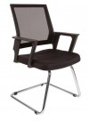 Кресло для приемных РК-15 спинка черная сетка сиденье ткань черная, хром полозья