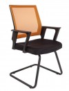 Кресло для приемных РК-15 спинка оранжевая сетка сиденье ткань черная, полозья