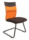 Кресло для приемных РК-69 спинка оранжевая сетка сиденье ткань черная, полозья