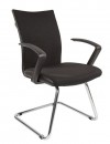 Кресло для приемных РК-70 ткань черная, экокожа, хром полозья