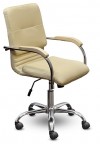 Кресло офисное Самба Люкс GTP soft экокожа бежевая, хром
