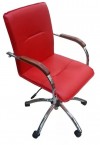 Кресло офисное Самба GTP экокожа красная, дерево темный орех, хром